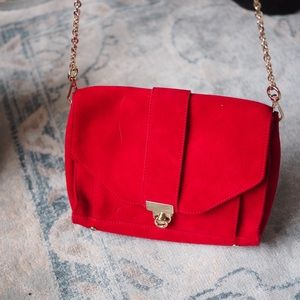 Sézane red suede cross body